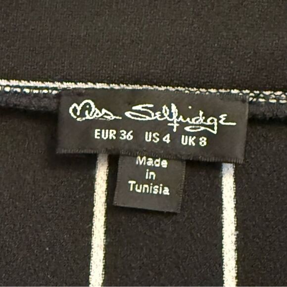 Miss Selfridge Black & White Pinstriped Button Skirt Size 4 - Picture 6 of 8